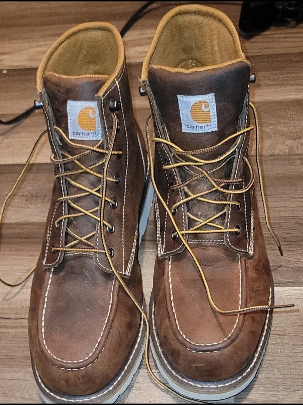 Carhartt Mens Size 13 Brown Moc Toe Waterproof Work Boots CMW6295 worn 2x